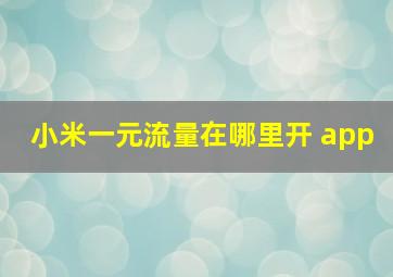 小米一元流量在哪里开 app